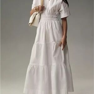 Anthropologie Somerset White Shirt Maxi Dress with Smocked Waist (M-3)